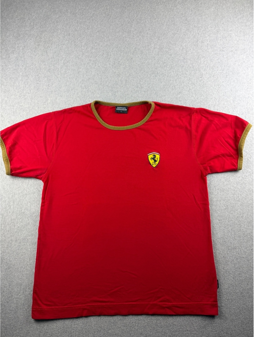 Ferrari Scuderia Mens XXL Red Ringer T Shirt Embroidered Shield Logo Licensed